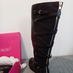 Shoe Dazzle Black Fashion Boots